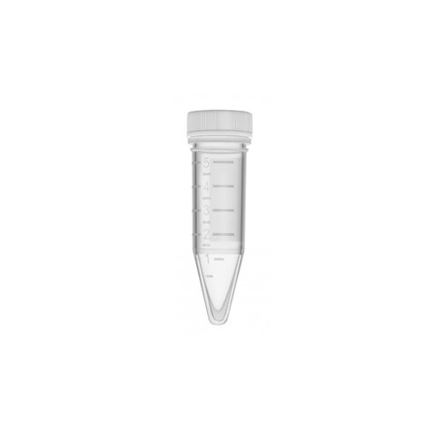 Tube de centrifugeuse 5,0 ml, avec capuchon à vis standard, conique, blanc naturel, stérile