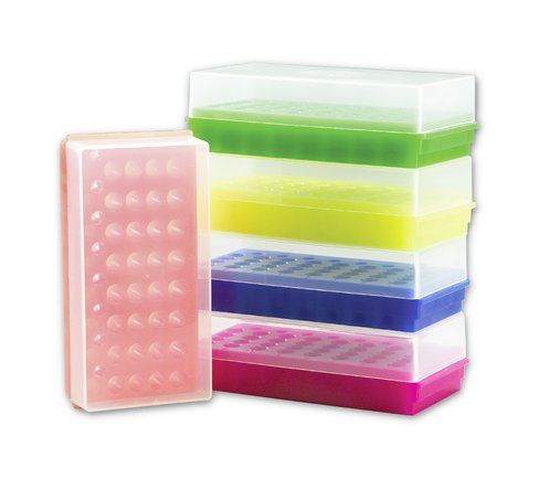 Portoir double face 40 emplacements avec couvercle néon coloris assortis