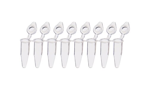 Tube PCR 0,2 ml en barrettes de 8 avec capuchons indiv attachés, bleu x 120