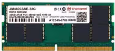 Barrette de RAM SODIMM - Transcend JM4800ASE-32G - DDR5 - 4800 MHz - 32 Go