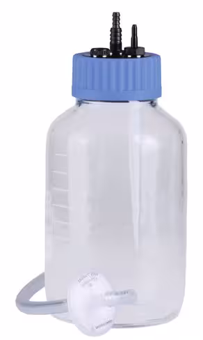 Flacon collecteur 2 l en verre avec filtre protecteur et tuyau d'admission