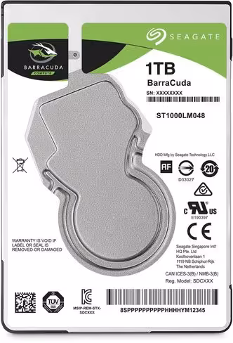 Disque dur interne 2.5'' Seagate BarraCuda - 1 To - SATA 6 Gb/s - 5400 RPM - 128 Mo de mémoire cache