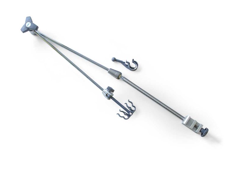 Bras support tuyaux articulé simple pour rail