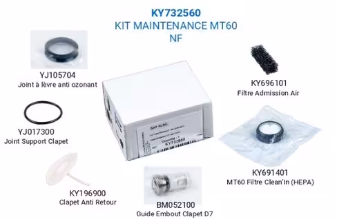Kit de maintenance annuel pour Monnal T60, T60 Advanced {contient : 1 Joint lèvre , 1 Filtre d'admission d'air, 1