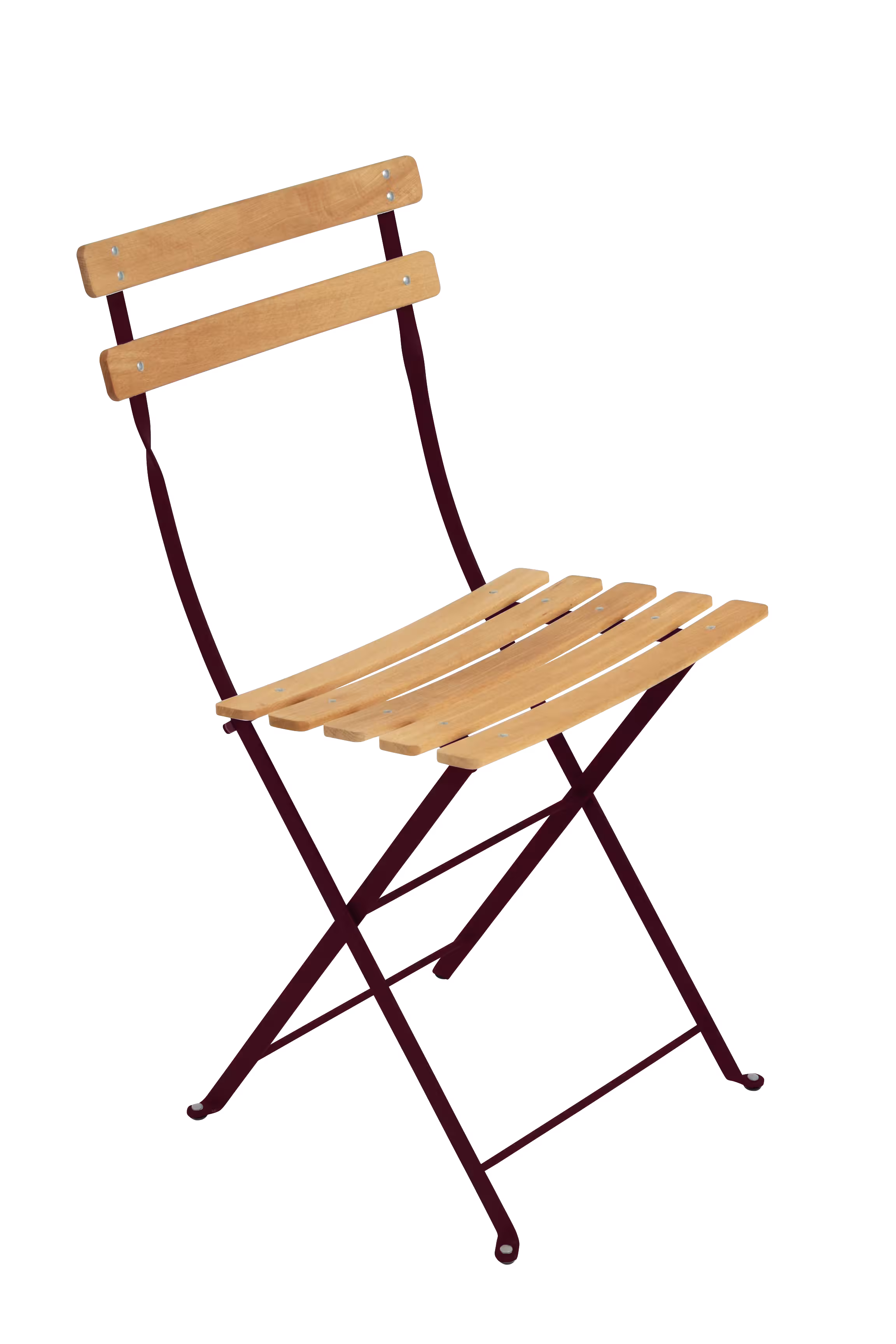 Chaise pliante - acier - lattes finition bois - lot de 2