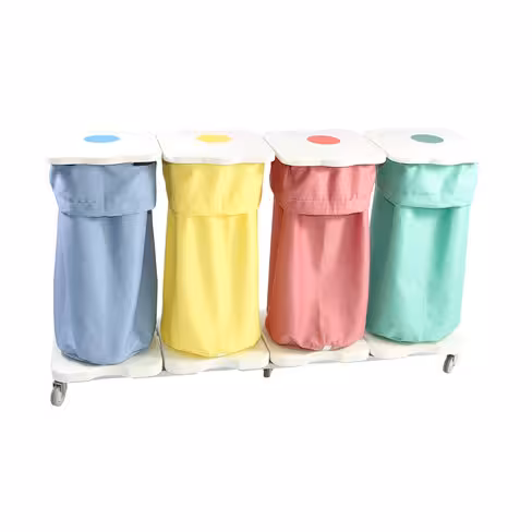 Chariot porte-sacs Hygistar - 4 sacs en ligne avec couvercle - sans pédale