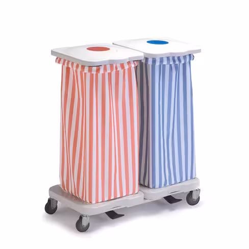 Chariot porte-sacs Hygistar - 2 sacs avec pédale et couvercle