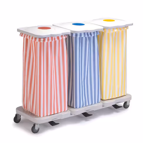 Chariot porte-sacs Hygistar - 3 sacs avec pédale et couvercle