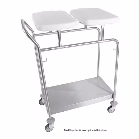 Chariot porte-sacs Hygicar III sans pédale - 2 sacs avec couvercle