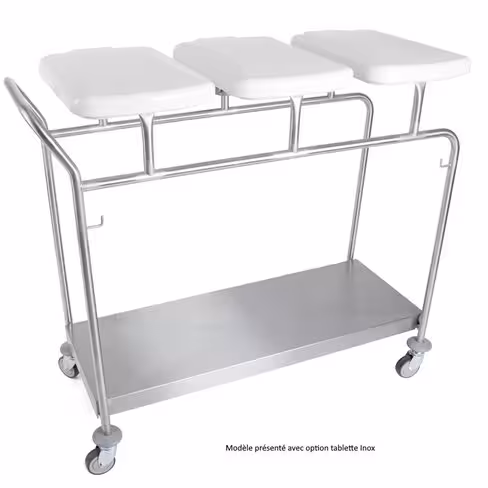 Chariot porte-sacs Hygicar III sans pédale - 3 sacs avec couvercle