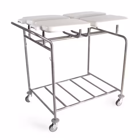 Chariot porte-sacs Hygicar III sans pédale - 4 sacs en carré avec couvercle