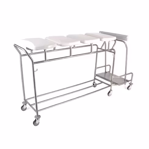 Chariot porte-sacs Hygicar III sans pédale - 4 sacs en ligne avec couvercle