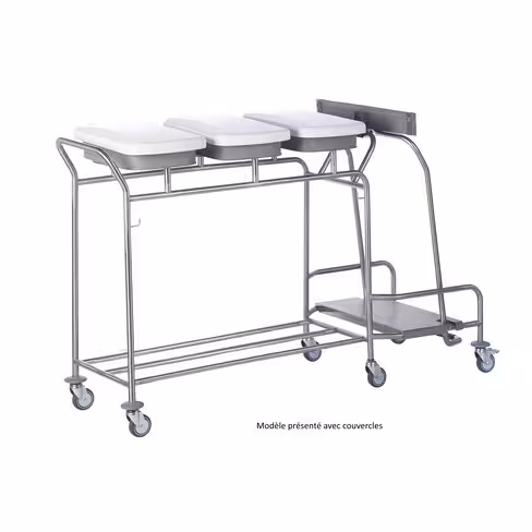 Chariot porte-sacs Hygicar III - 3 sacs + collecteur sans pédale et sans couvercle