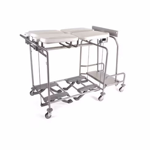 Chariot porte-sacs Hygicar III avec pédale - 4 sacs carré avec collecteur et couvercle