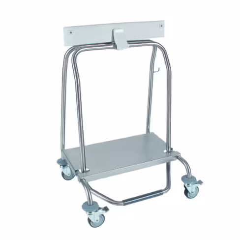 Chariot porte-sacs Cleany II à fermeture hermétique inox midi 4 roues pivotantes avec poignée 40-70 l