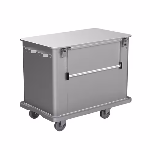 Chariot conteneur 360 l aluminium anodisé - lisse 2 roues fixes 2 roues pivotantes Ø 125 mm