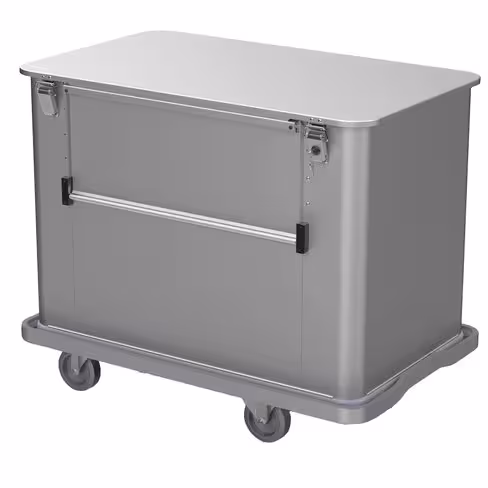 Chariot conteneur 360 litres aluminium anodisé - lisse 2 roues fixes 2 roues pivotantes Ø 160 mm