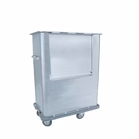 Chariot conteneur 1100 l aluminium anodisé - lisse 2 roues fixes 2 roues pivotantes Ø 200 mm