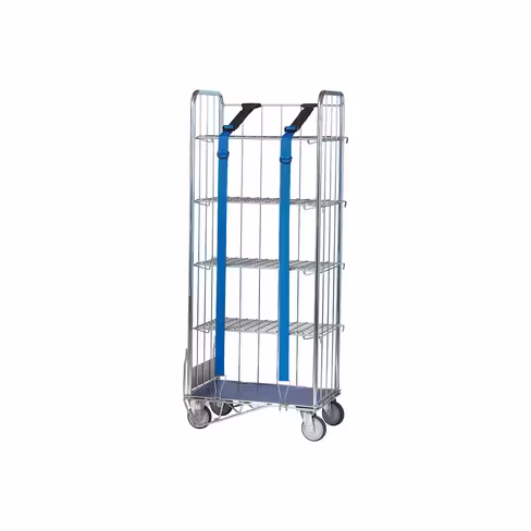 Chariot filaire grand modèle Puma junior n°2 - h. 1700 mm 2 sangles élastiques 2 roues fixes 2 roues pivotantes Ø 125 mm