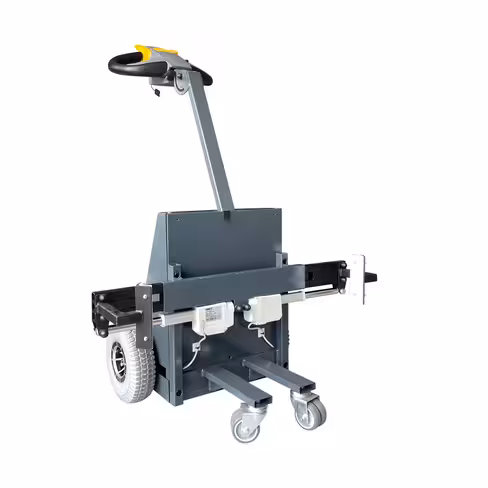 Tracteur pousseur pour chariot Hygirack avec bras articulé pour chariot avec une barre d'attelage