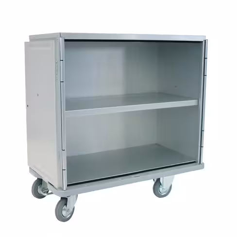Chariot armoire aluminium 585 l 204PU 1 étagère 2 roues fixes 2 pivotantes à frein 160 mm - poignées guidage