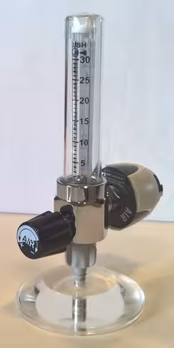 Débitmètre à bille - Flomed - air méd 0 à 30 L par min - 4,5 bars raccord à bague NF - sortie 12x125 avec olive- 1 unité