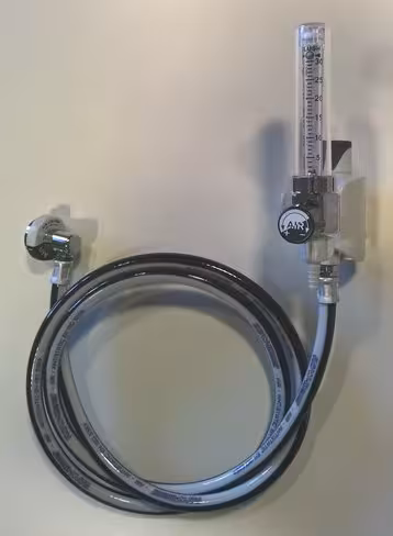 Débitmètre à bille - Flomed - air méd 0 à 5 L par min - 4,5 bars montage au rail NF - sortie 12x125 avec olive - 1 unité