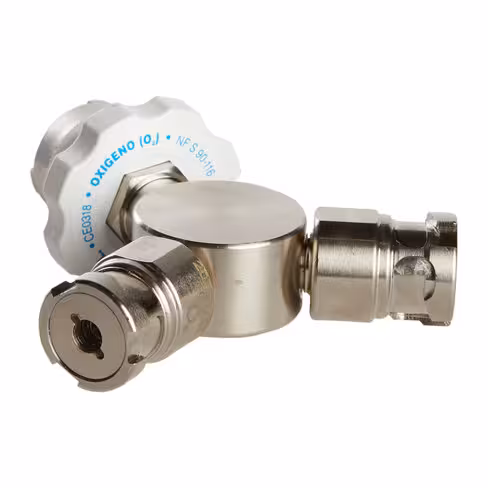 Dérivateur oxygène - double la sortie utile et raccorde 2 débitmètres ou 2 flexibles - raccord à bague NF - 1 unité