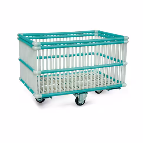 Chariot polypropylène moplen 250 L - 4 roues pivotantes Ø 100 mm - hors tout 950 x 630 x 665 (h)