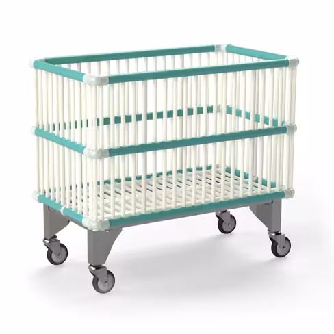 Chariot polypropylène moplen 160 L surélevé - 4 roues pivotantes - Ø 80 mm - hors tout 830 x 485 x 710(h)