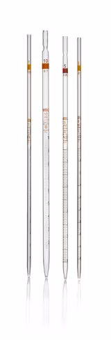 Pipette jaugée en verre classe AS 2 traits 5 ml, graduations ambrées x 2