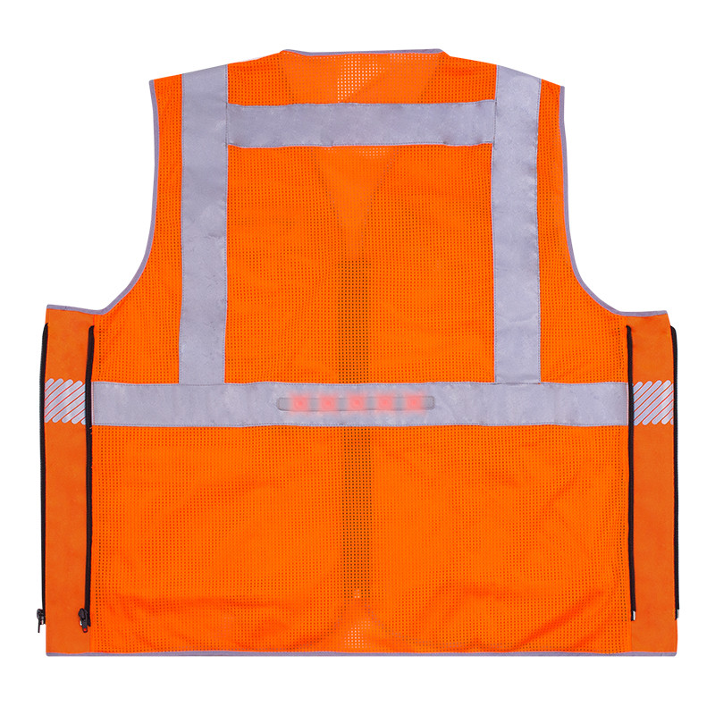 Gilet haute visibilité à LED - Modu Led - T2S - 11 led - réglable avec batterie - orange fluo - taille 1