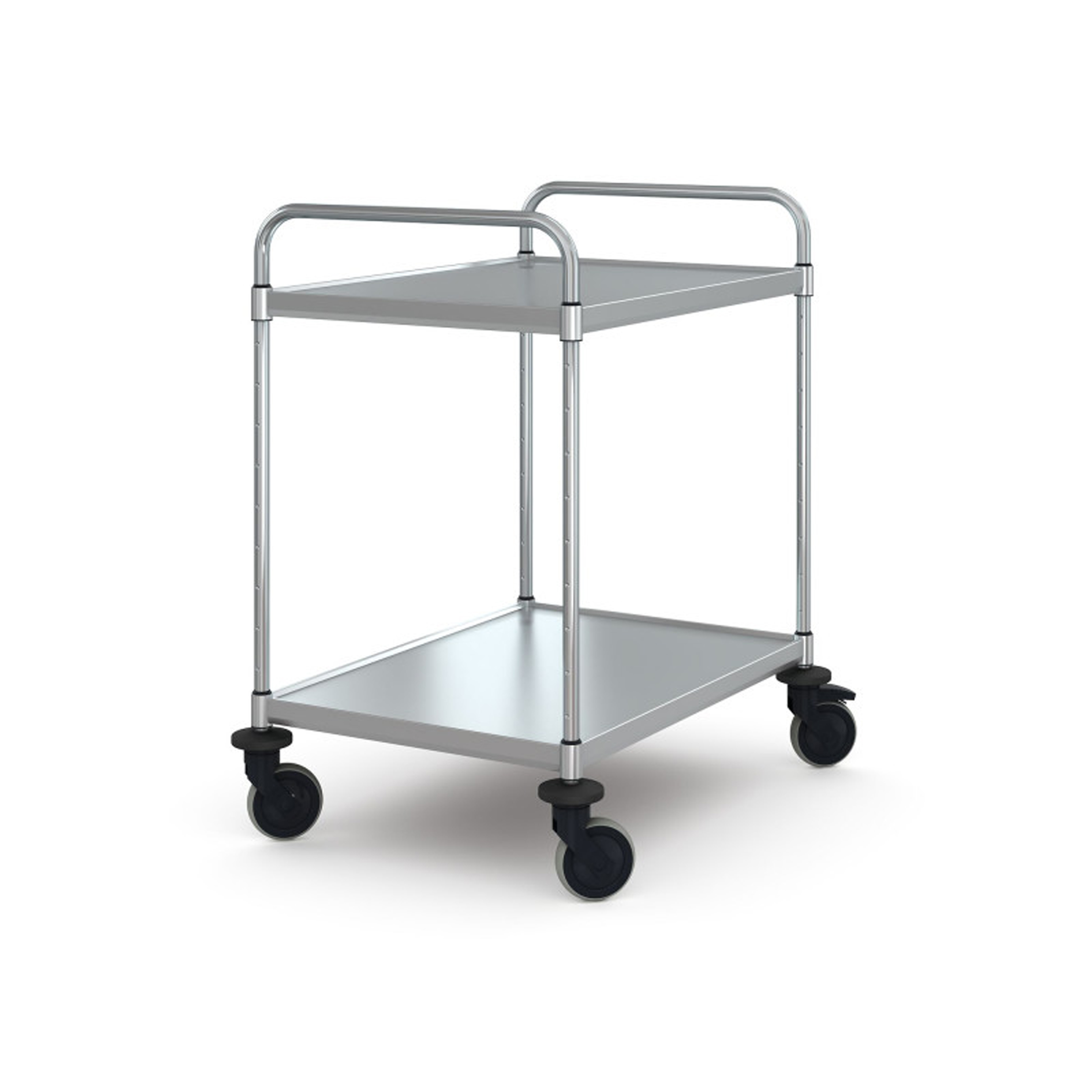 Chariot de service inox démontable - 2 plateaux 80 x 60 cm
