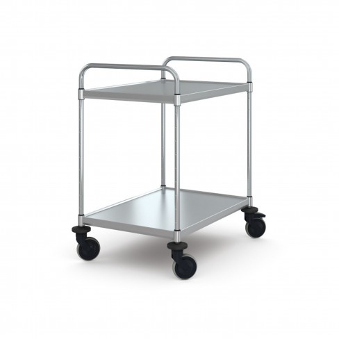 Chariot de service inox démontable - 2 plateaux 80 x 60 cm