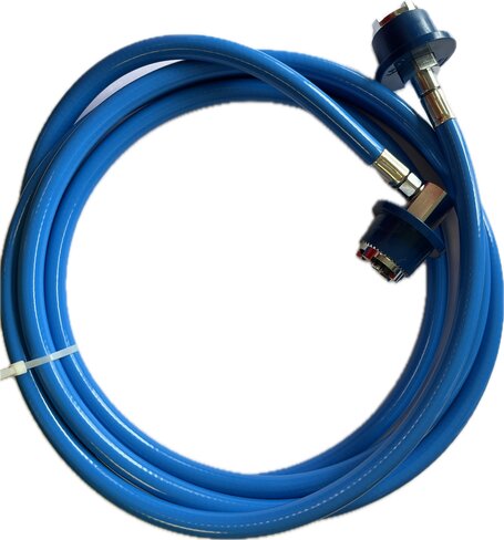 Flexible basse pression - protoxyde d'azote - 5 m - 1 embout droit et 1 équerre crantés NF sertis usine - 1 unité
