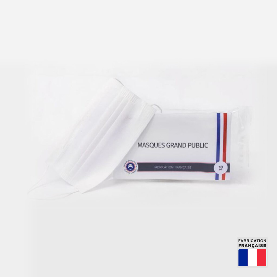 Masque lavable - D Mask - fabrication Française - 50 lavages - blanc - carton de 30 boîtes de 10 unités