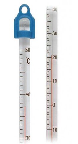 Thermometre a immersion totale, rempli d'alcool, plage de temperatures: -100 a 50 deg.c