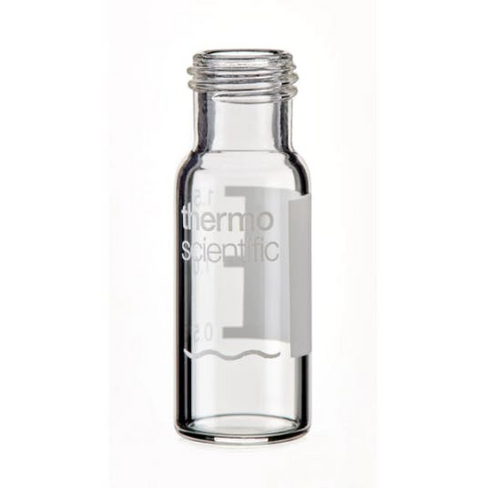 Flacon à bouchon vissé à filetage court 9 mm en verre transparent de 2 ml, fond plat x100