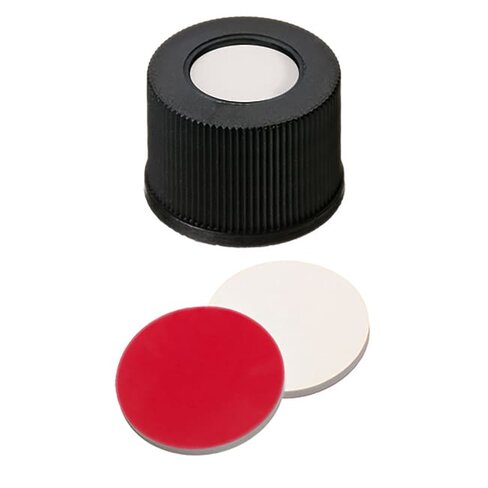 Bouchon à vis blanc de 13 mm SureSTART , 75 Shore, septum PE Foam/Beige PTFE applications à haut débit x100