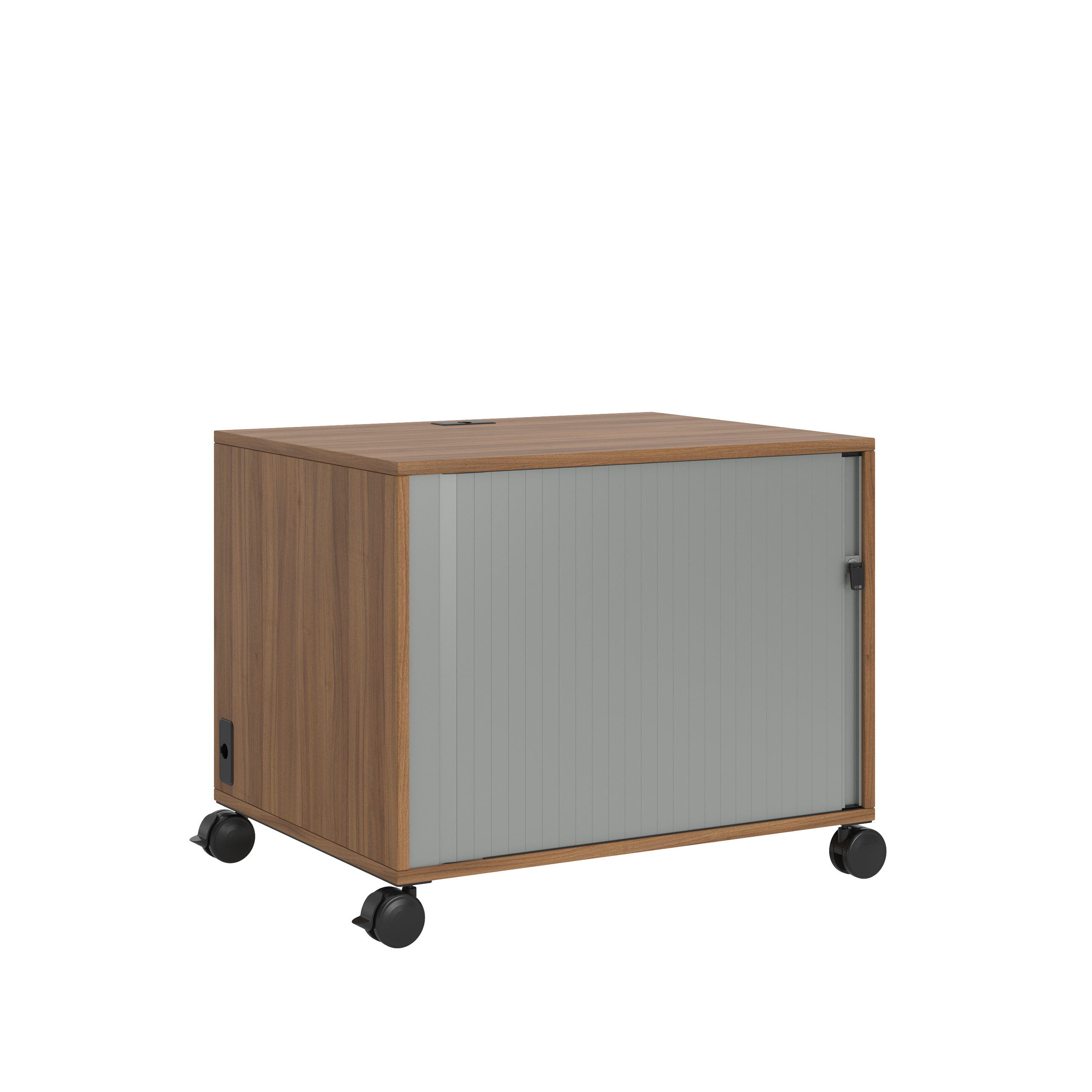 Desserte technique mobile Fliptop Twin - ébénisterie - 67 x 80 cm - rideau gris alu