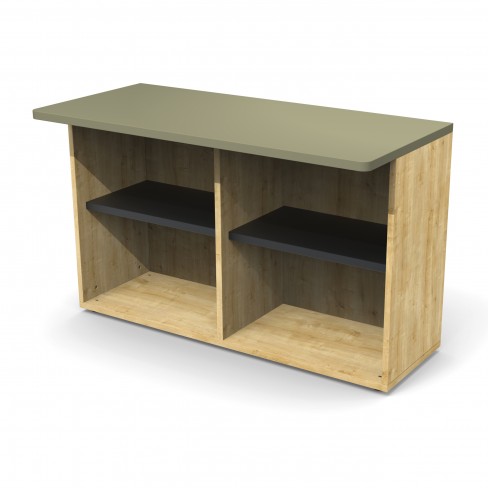 Meuble support pour trieur 4 colonnes Trimod - rangement ouvert - 2 tablettes métalliques
