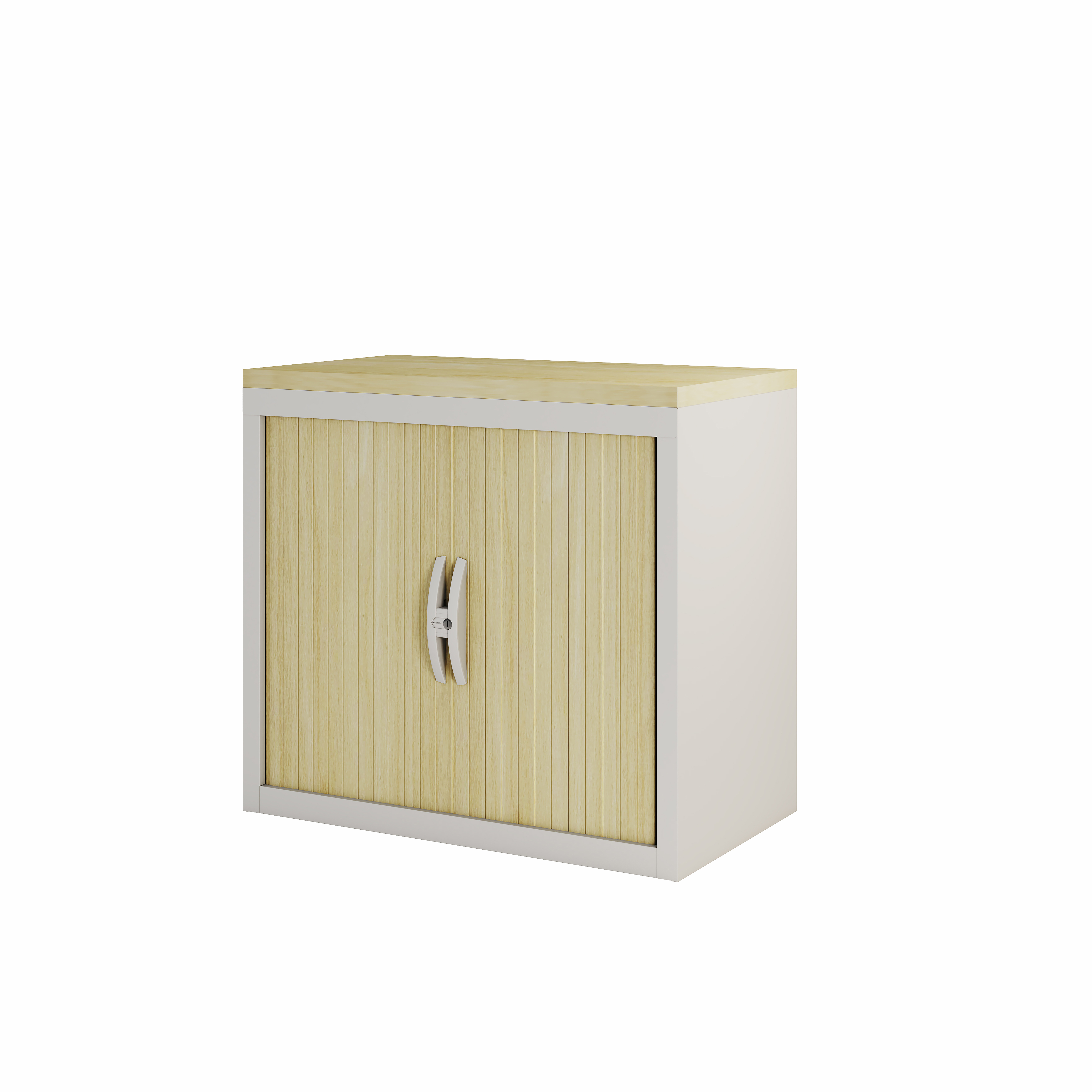 Armoire hauteur bureau métallique Epure - l. 80 cm - 1 tablette et 1 coiffe - fermeture rideaux