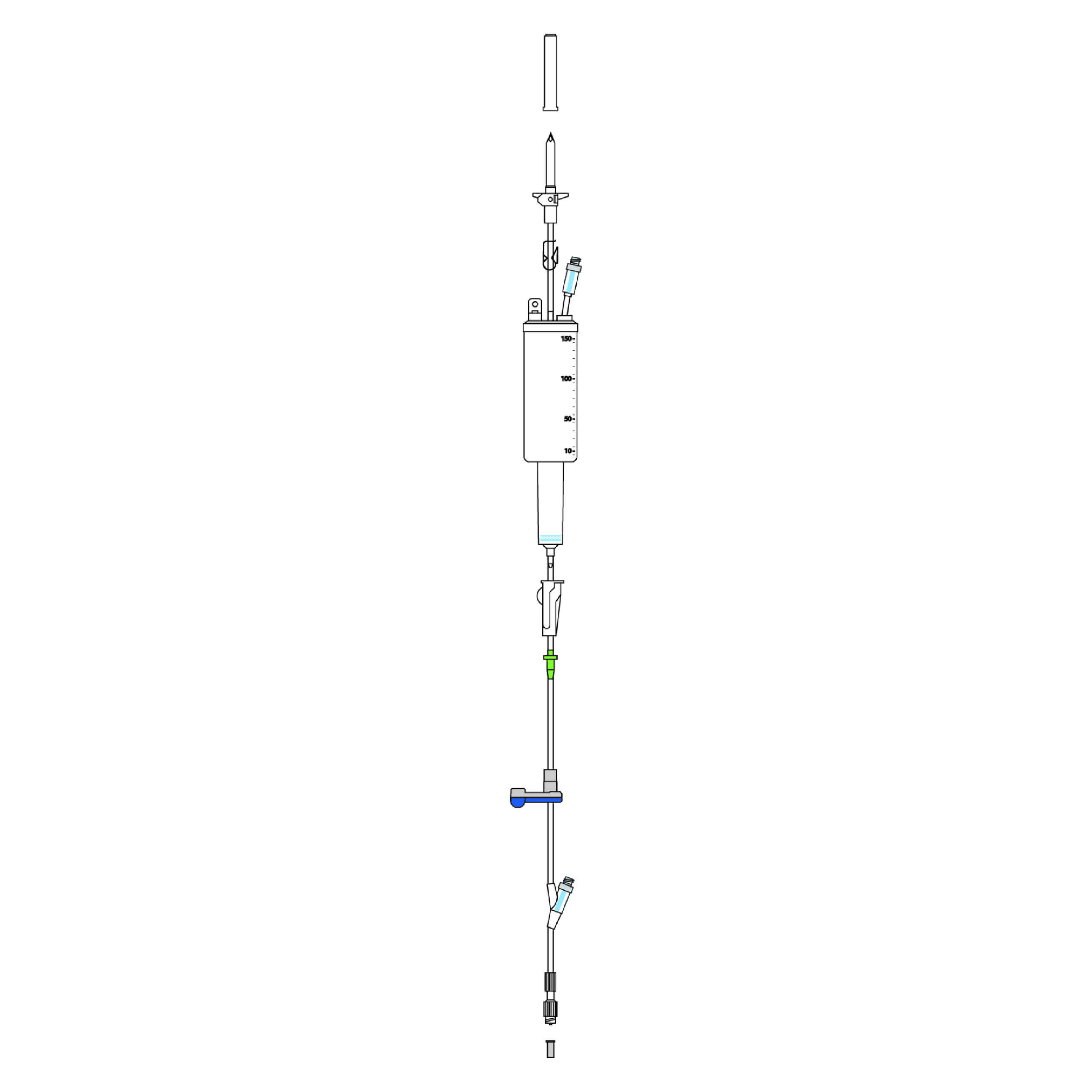 Tubulures pour pompes à perfusion AGILIA VP, VP MC (x10) Tubulure pédiatrique avec burette graduée 150 ml