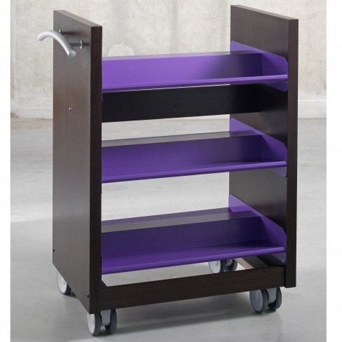 Chariot à livres double face Magisteo - tablettes inclinées - mélaminé