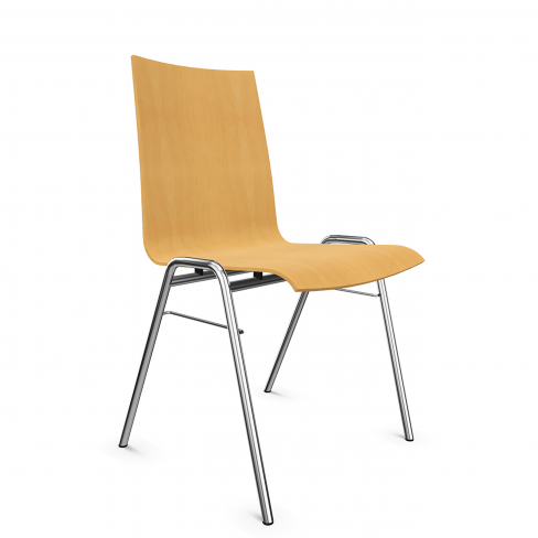 Chaise 4 pieds Fox - coque hêtre - piétement chromé