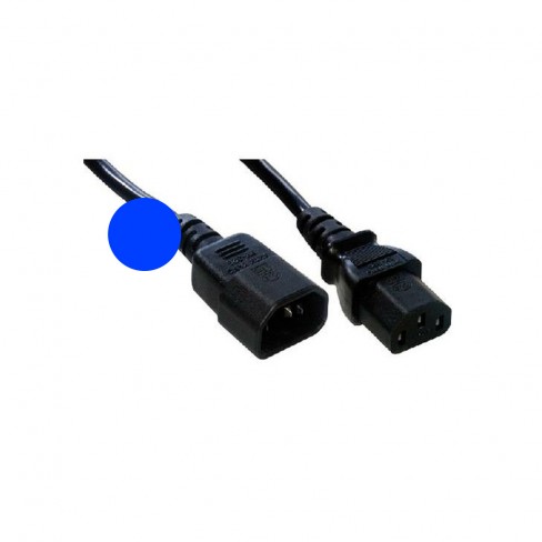 Câble secteur IEC mâle (C14) / femelle (C13) - 0,5m - bleu