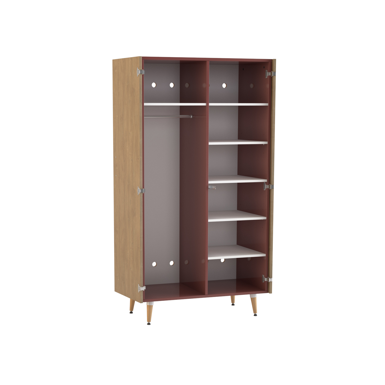 Armoire 2 portes Lagune - l. 95 x h. 180,8 x pr. 56,9 cm - 1 porte penderie et 1 porte lingère