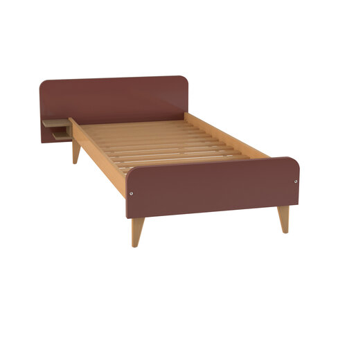 Lit avec chevet intégré - Lagune - 80 x 190 cm - sommier à lattes rigides - adapté PMR