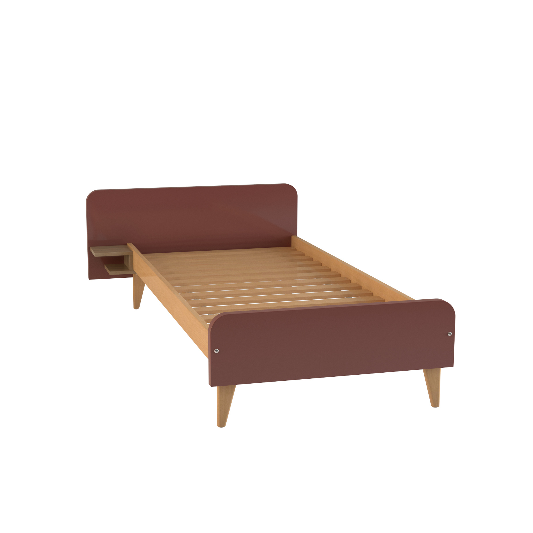 Lit avec chevet intégré - Lagune - 90 x 190 cm - sommier à lattes rigides - adapté PMR