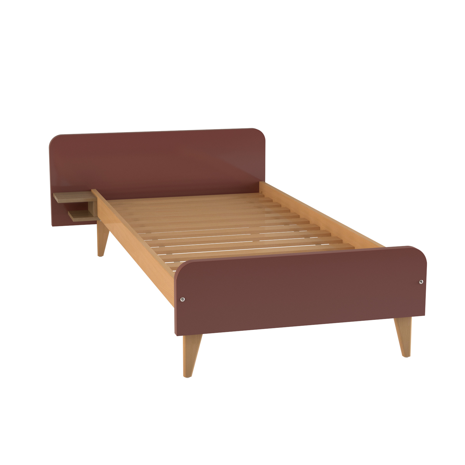 Lit avec chevet intégré - Lagune - 90 x 200 cm - sommier à lattes rigides - adapté PMR